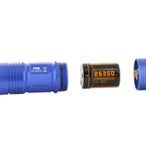 Blue Fitorch P25 Little Fatty LED Flashlight - Pulled Apart to Expose Battery