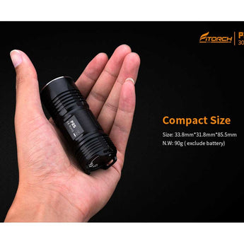 Fitorch P25 Little Fatty LED Flashlight - 4 x CREE XP-G3 - 3000 Lumens - Uses 1 x 26350 (included) - Black