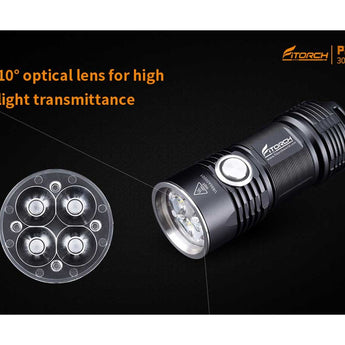 Fitorch P25 Little Fatty LED Flashlight - 4 x CREE XP-G3 - 3000 Lumens - Uses 1 x 26350 (included) - Black