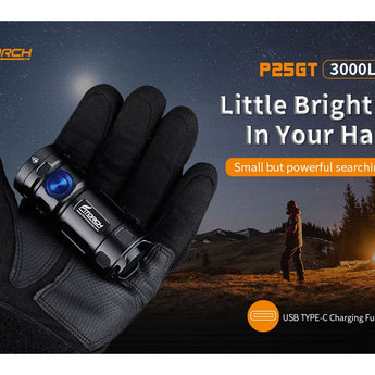 Fitorch P25GT USB-C Rechargeable LED Flashlight - 3000 Lumens - CREE XPG3 - Includes 1 x 26350