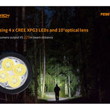 BUNDLE: Fitorch P25GT LED Flashlight - 4 x CREE XP-G3 -3000 Lumens - Includes 1 x 26350 and 1 x ET25GT Extender Tube