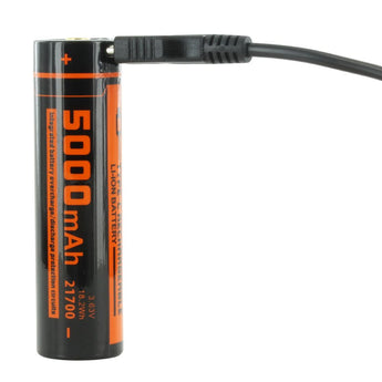Fitorch UC270R 21700 5000mAh 3.7V High-Drain Lithium Ion (Li-ion) Flat Top Battery with Built-in USB-C Charging Port