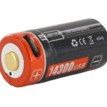 Folomov 14300 520mAh 3.7V Lithium Ion (Li-ion) Button Top Battery with Micro-USB Charging Port
