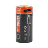 Folomov 14300 520mAh 3.7V Lithium Ion (Li-ion) Button Top Battery with Micro-USB Charging Port
