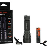 Folomov 18650L LED Flashlight - LUMINUS SST-40 - 1600 Lumens - Includes 1 x 18650 with Built-in Micro USB Charge Port