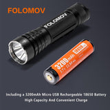 Folomov 18650M LED Flashlight - CREE XP-P - 1020 Lumens - Includes 1 x 18650