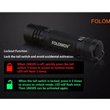 Folomov 18650S LED Flashlight - Nichia 219D - 900 Lumens - Includes 1 x 3.7V 2600mAh 18650 - Black