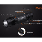 Folomov 18650S LED Flashlight - Nichia 219D - 900 Lumens - Includes 1 x 3.7V 2600mAh 18650 - Black