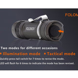 Folomov 18650S LED Flashlight - Nichia 219D - 900 Lumens - Includes 1 x 3.7V 2600mAh 18650 - Black