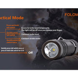 Folomov 18650S LED Flashlight - Nichia 219D - 900 Lumens - Includes 1 x 3.7V 2600mAh 18650 - Black