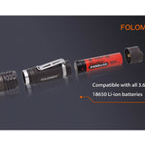 Folomov 18650S LED Flashlight - Nichia 219D - 900 Lumens - Includes 1 x 3.7V 2600mAh 18650 - Black