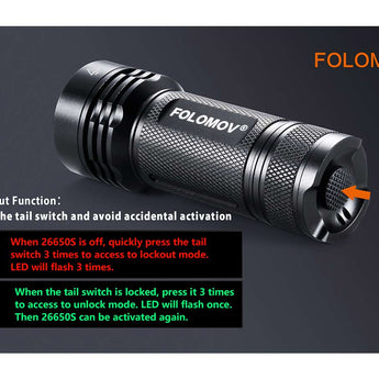 Folomov 26650S LED Flashlight - 5 x CREE XP-G2 - 2000 Lumens - Includes 1 x 3.7V 5000mAh 26650