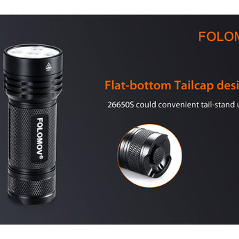 Folomov 26650S LED Flashlight - 5 x CREE XP-G2 - 2000 Lumens - Includes 1 x 3.7V 5000mAh 26650