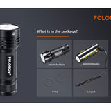 Folomov 26650S LED Flashlight - 5 x CREE XP-G2 - 2000 Lumens - Includes 1 x 3.7V 5000mAh 26650