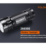 Folomov 26650S LED Flashlight - 5 x CREE XP-G2 - 2000 Lumens - Includes 1 x 3.7V 5000mAh 26650