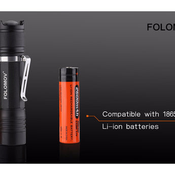 Folomov D4 LED Flashlight - CREE XP-L - 1080 Lumens - Includes 1 x 3.7V 2600mAh 18650