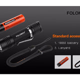 Folomov D4 LED Flashlight - CREE XP-L - 1080 Lumens - Includes 1 x 3.7V 2600mAh 18650