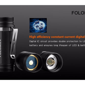 Folomov D4 LED Flashlight - CREE XP-L - 1080 Lumens - Includes 1 x 3.7V 2600mAh 18650