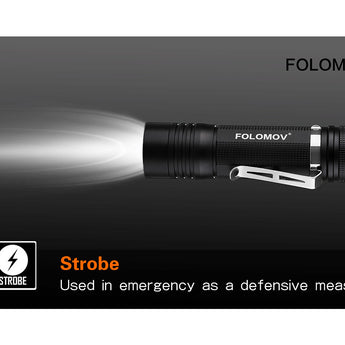 Folomov D4 LED Flashlight - CREE XP-L - 1080 Lumens - Includes 1 x 3.7V 2600mAh 18650