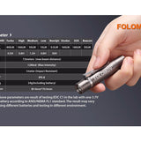 Folomov EDC-C1 Flashlight - Nichia E21A LED - 400 Lumens - Includes USB-Rechargeable Li-Ion Battery - Brass or Aluminum