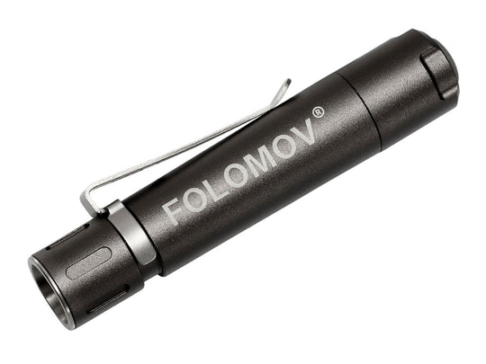 Black Folomov EDC-C1 Flashlight - Downturned View