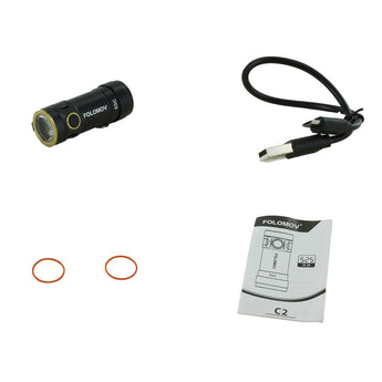 Folomov EDC-C2 LED Flashlight - CREE XT-E - 525 Lumens - Includes 1 x 3.7V 14300