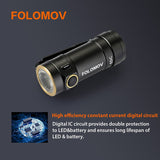 Folomov EDC-C2 LED Flashlight - CREE XT-E - 525 Lumens - Includes 1 x 3.7V 14300