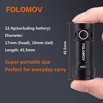 Folomov EDC-C2 LED Flashlight - CREE XT-E - 525 Lumens - Includes 1 x 3.7V 14300