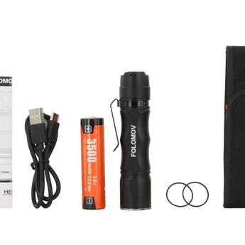 Folomov Hero LED Flashlight - CREE XHP50.2 - 2300 Lumens - Includes 1 x 18650