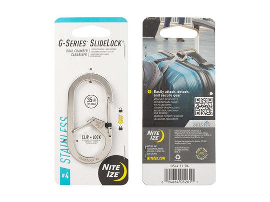 Nite Ize G-Series SlideLock #4 Dual Chamber Carabiner - Stainless Steel - (GSL4-11-R6)