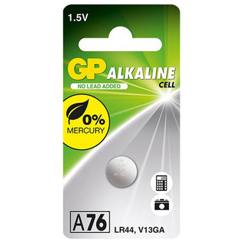 GP (Formerly Gold Peak) A76 1.5V Alkaline Coin Cell Battery - 1 Piece Tear Strip, Sold Individually