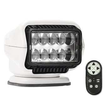 GoLight Stryker ST Halogen Permanent Mount Spotlight with Wireless Handheld or Hardwired Dash Mount Remote - Black, White, or Chrome with Choice of Wireless or Hardwired Remote