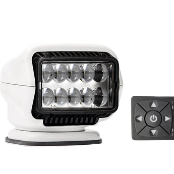 GoLight Stryker ST LED Permanent Mount Spotlight with Wireless Handheld or Hardwired Dash Mount Remote - Black, White, and Chrome with Choice of Hardwired or Wireless Remote