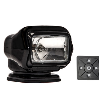 GoLight Stryker ST Halogen Permanent Mount Spotlight with Wireless Handheld or Hardwired Dash Mount Remote - Black, White, or Chrome with Choice of Wireless or Hardwired Remote