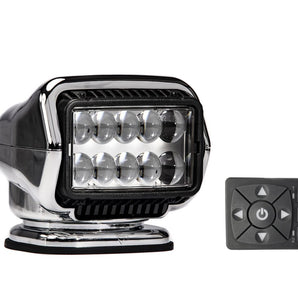 GoLight Stryker ST LED Permanent Mount Spotlight with Wireless Handheld or Hardwired Dash Mount Remote - Black, White, and Chrome with Choice of Hardwired or Wireless Remote