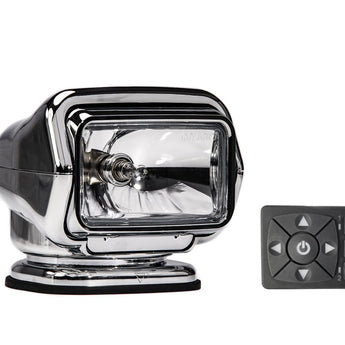 GoLight Stryker ST Halogen Permanent Mount Spotlight with Wireless Handheld or Hardwired Dash Mount Remote - Black, White, or Chrome with Choice of Wireless or Hardwired Remote