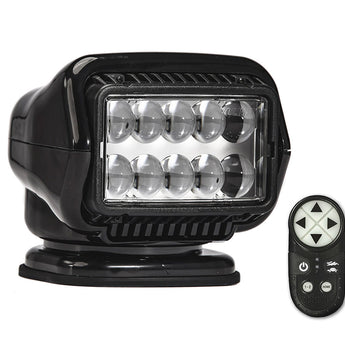 GoLight Stryker ST Halogen Permanent Mount Spotlight with Wireless Handheld or Hardwired Dash Mount Remote - Black, White, or Chrome with Choice of Wireless or Hardwired Remote