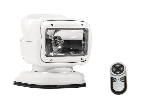 GoLight GT Halogen Portable Mount Spotlight with Wireless Handheld Remote and Permanent Mount Shoe - White