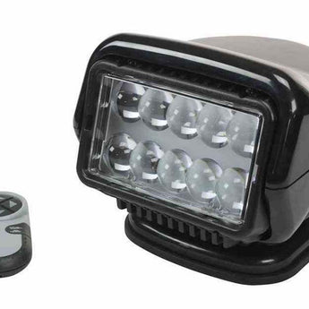 GoLight Stryker ST Halogen Permanent Mount Spotlight with Wireless Handheld or Hardwired Dash Mount Remote - Black, White, or Chrome with Choice of Wireless or Hardwired Remote