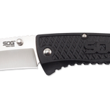 SOG Traction Folding Knife - 3.5-inch Straight Edge, Clip Point - Satin Finish - Black Handle - Clam Pack (TD1011-CP)