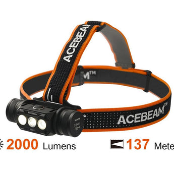 Acebeam H50 2.0 USB-C Rechargeable Wide Beam LED Headlamp - High CRI LED - 2000 Lumens - Includes 1 x 18650