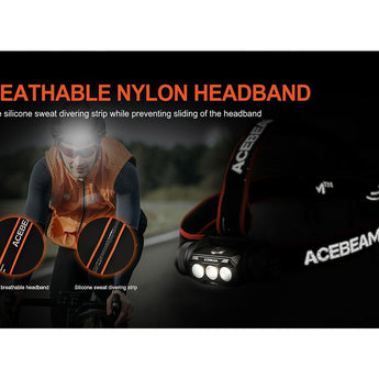 Acebeam H50 2.0 USB-C Rechargeable Wide Beam LED Headlamp - High CRI LED - 2000 Lumens - Includes 1 x 18650