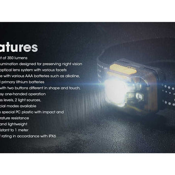 Nitecore HA13 USB-C Rechargeable LED Headlamp - 350 Lumens - Includes 3 x AAA