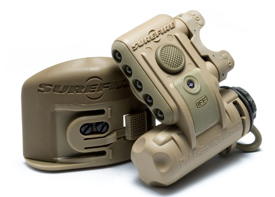 SureFire HL1-B Tactical Helmet Light with 3 x White, 2 x Infrared and 1 x Infrared IFF LEDs - 19.2 Lumens - Includes 1 x CR123A - Desert Tan (HL1-B-TN)