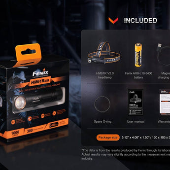 Fenix HM61R V2.0 Rechargeable LED Headlamp - Luminus SST70 - 1600 Lumens - Includes 1 x 18650