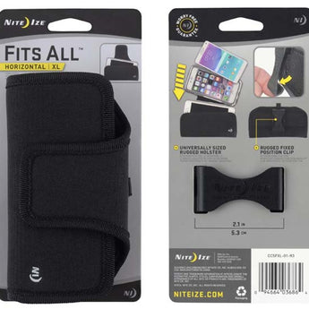 Nite Ize Fits All Cell Phone Holster - Fits iPhone 4/4S, 5/5S, 6/6S and Samsung Galaxy S5, S6/S6 Edge - Horizontal XL - Black (CCSFXL-01-R3)