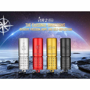 Olight I1R 2 Pro EOS Keychain Twist USB-C Rechargeable Flashlight - Cardinal Directions Edition - Chip Scale LED - 180 Lumens - Uses Built-In 130mAh Battery Pack - North, South, East, West and Center