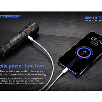 Jetbeam IIIM-ULTRA USB-C Rechargeable LED Flashlight - CREE XHP35 HD - 2000 Lumens - Includes 1 x 18650