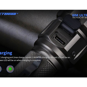 Jetbeam IIIM-ULTRA USB-C Rechargeable LED Flashlight - CREE XHP35 HD - 2000 Lumens - Includes 1 x 18650