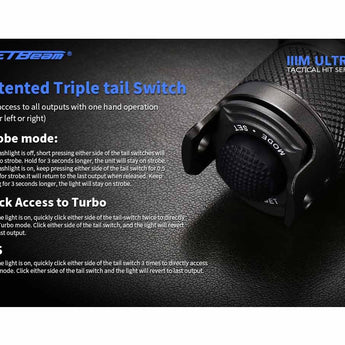 Jetbeam IIIM-ULTRA USB-C Rechargeable LED Flashlight - CREE XHP35 HD - 2000 Lumens - Includes 1 x 18650